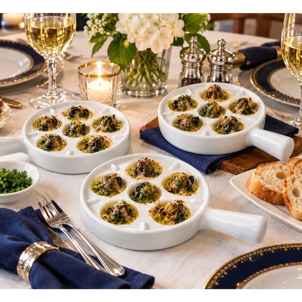 BIA Cordon Bleu Escargot Snail Bakers White Set of 3